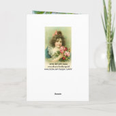 Klein meisje met roze rozen, snel goed kaart (Achterkant)