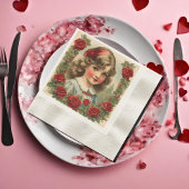 klein meisje met rozen servet