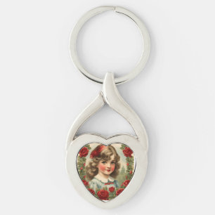  klein meisje met rozen sleutelhanger