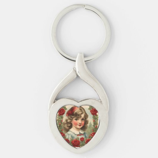 klein meisje met rozen sleutelhanger (Voorkant)