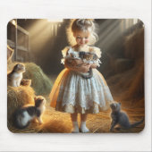 Klein meisje met schuur Kittens Muismat (Voorkant)