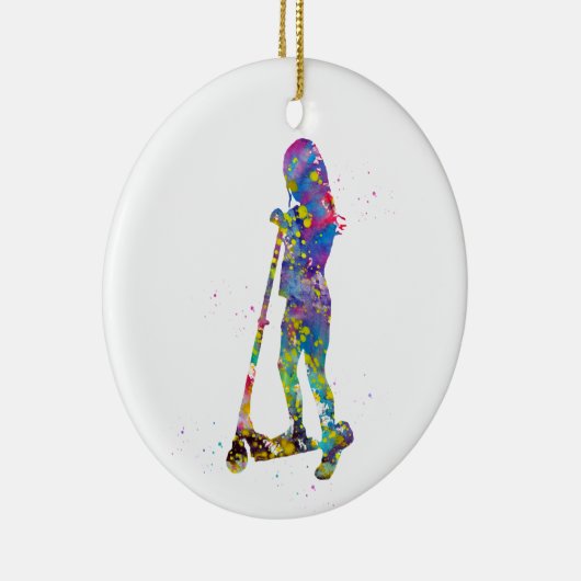 Klein meisje met scooter keramisch ornament (Rechts)