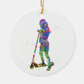 Klein meisje met scooter keramisch ornament (Voorkant)