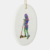 Klein meisje met scooter keramisch ornament (Rechts)