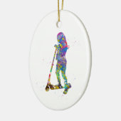 Klein meisje met scooter keramisch ornament (Links)