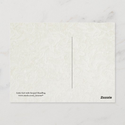 Klein meisje met striptas briefkaart (Achterkant)