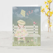 klein meisje met vlieger kaart (Gele Bloem)