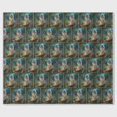 Klein meisje met vuurvliegjes in potje cadeaupapier (Vlak)