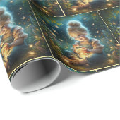 Klein meisje met vuurvliegjes in potje cadeaupapier (Rol Hoek)