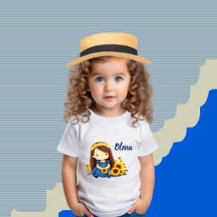 Klein meisje met zonnebloemen kinder shirts