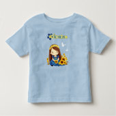 Klein meisje met zonnebloemen kinder shirts (Voorkant)