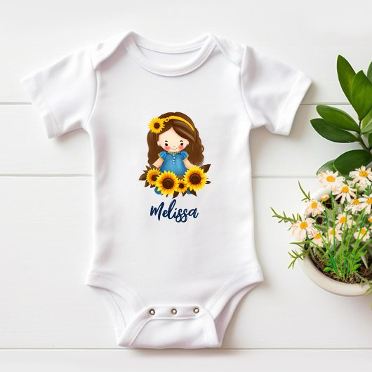 Klein meisje met zonnebloemen romper