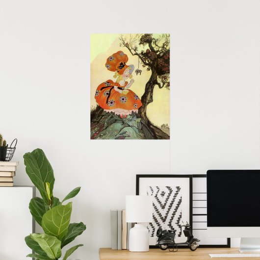 Klein Meisje Muffet & Spin, Klassieke Moeder de Ga Poster (Thuiskantoor)