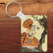 Klein Meisje Muffet & Spin, Vintage Mother Goose Sleutelhanger (Voorkant)