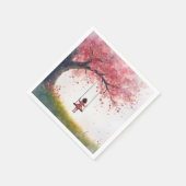 Klein meisje op een kersenboom schommel servet (Hoek)