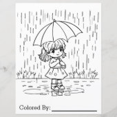 Klein meisje op een regenachtige dag | kleurplaat (Voorkant)