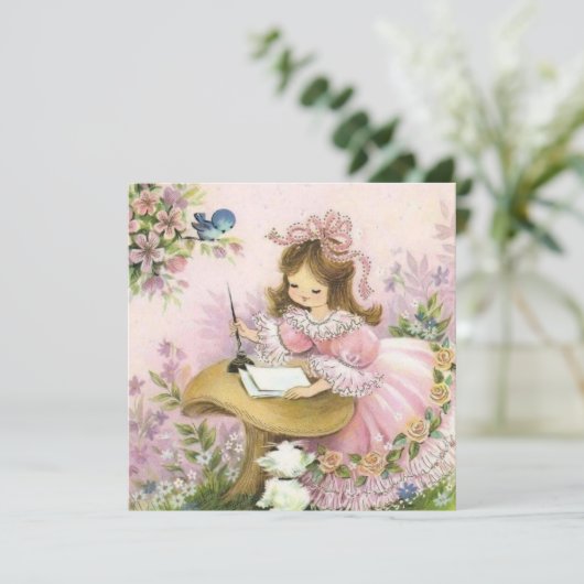  klein meisje op paddenstoel (Staand voorkant)