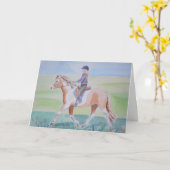 Klein meisje op pony kaart (Gele Bloem)