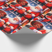 Klein meisje praten met de kerstman cadeaupapier (Hoek)