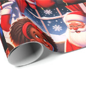 Klein meisje praten met de kerstman cadeaupapier (Rol Hoek)