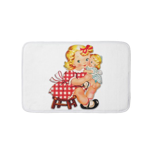 Klein meisje retro vintage pop kind badmat (Voorkant)