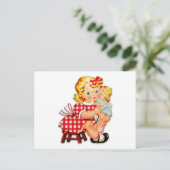 Klein meisje retro vintage pop kind briefkaart (Staand voorkant)