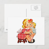 Klein meisje retro vintage pop kind briefkaart (Voorkant / Achterkant)
