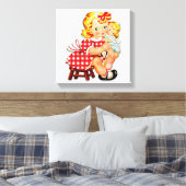 Klein meisje retro vintage pop kind canvas afdruk (Insitu (Slaapkamer))
