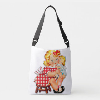 Klein meisje retro vintage pop kind crossbody tas