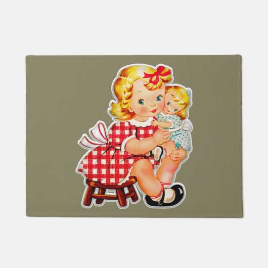 Klein meisje retro vintage pop kind deurmat (Voorkant)