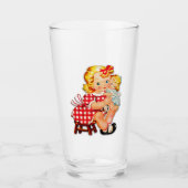 Klein meisje retro vintage pop kind glas (Voorkant)