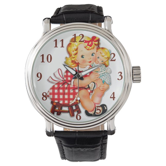 Klein meisje retro vintage pop kind horloge (Voorkant)