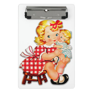 Klein meisje retro vintage pop kind mini klembord