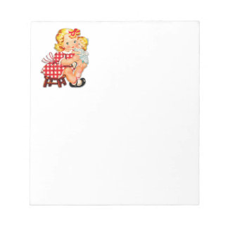 Klein meisje retro vintage pop kind notitieblok