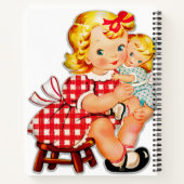 Klein meisje retro vintage pop kind notitieboek (Achterkant)
