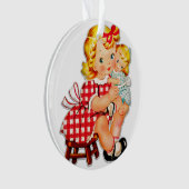 Klein meisje retro vintage pop kind ornament (voorkant)