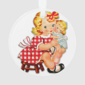 Klein meisje retro vintage pop kind ornament (achterkant)