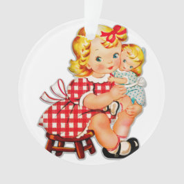 Klein meisje retro vintage pop kind ornament