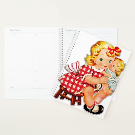 Klein meisje retro vintage pop kind planner (Display)
