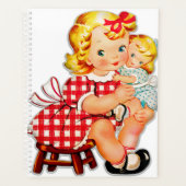 Klein meisje retro vintage pop kind planner (Voorkant)