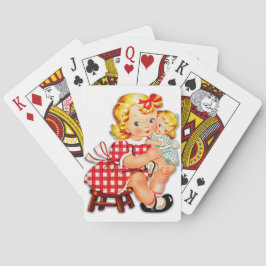 Klein meisje retro vintage pop kind pokerkaarten