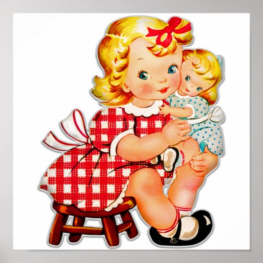 Klein meisje retro vintage pop kind poster (Voorkant)
