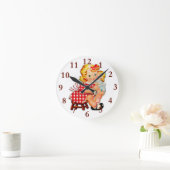 Klein meisje retro vintage pop kind ronde klok (Huis)