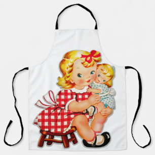 Klein meisje retro vintage pop kind schort