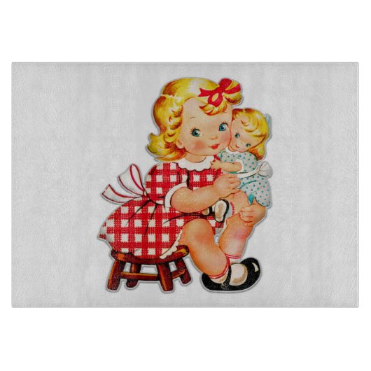 Klein meisje retro vintage pop kind snijplank (Voorkant)