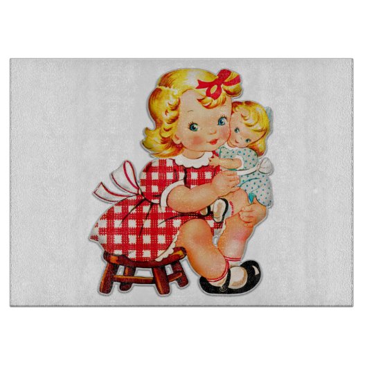 Klein meisje retro vintage pop kind snijplank (Voorkant)