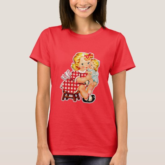 Klein meisje retro vintage pop kind t-shirt (Voorkant)
