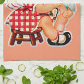 Klein meisje retro vintage pop kind theedoek (Gevouwen)
