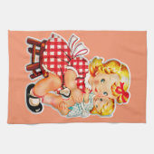 Klein meisje retro vintage pop kind theedoek (Horizontaal)