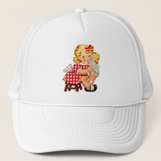 Klein meisje retro vintage pop kind trucker pet (Voorkant)